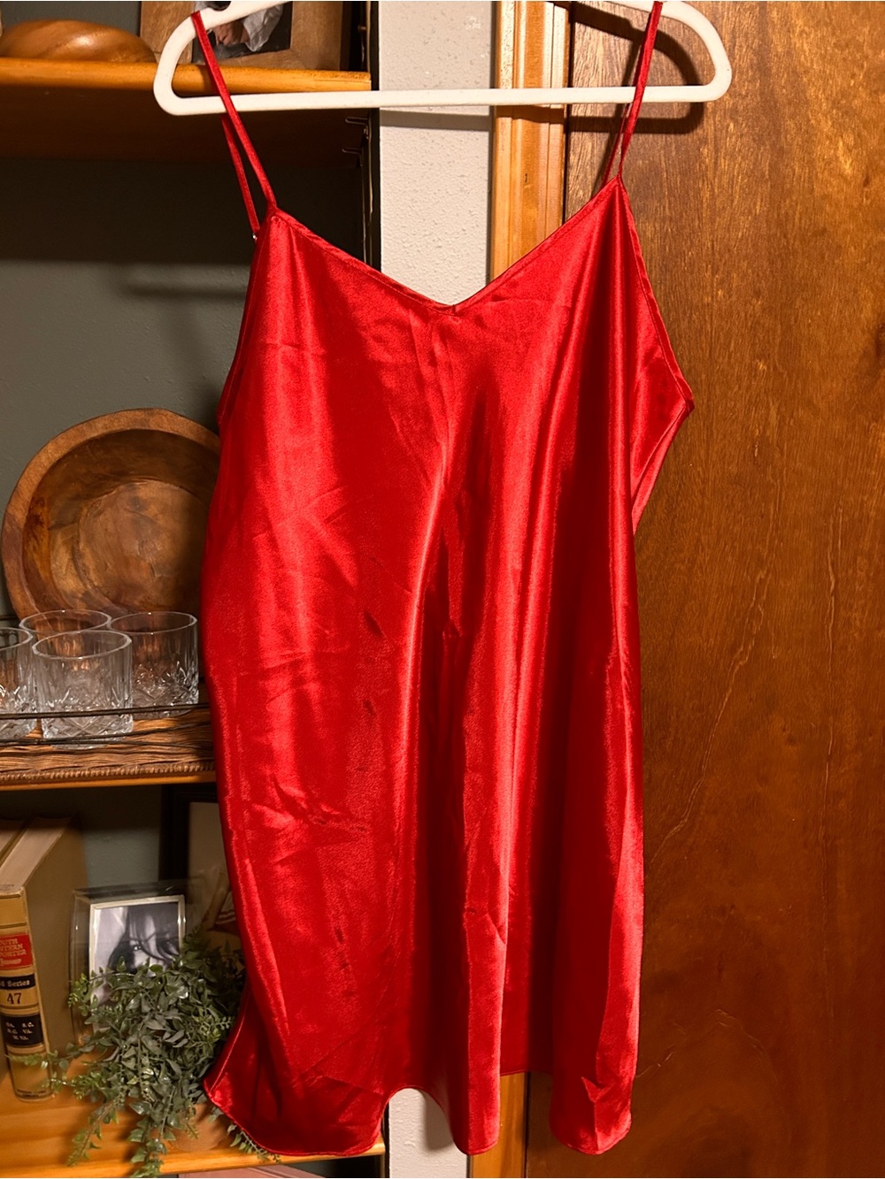 Gilligan & O'Malley Red Satin Slip Chemise
